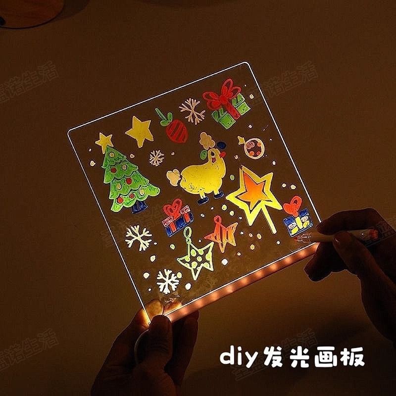 光るお絵かきボード子供用 DIY 手描き落書きおもちゃ両面アクリル蛍光幼稚園絵画画家用|undefined