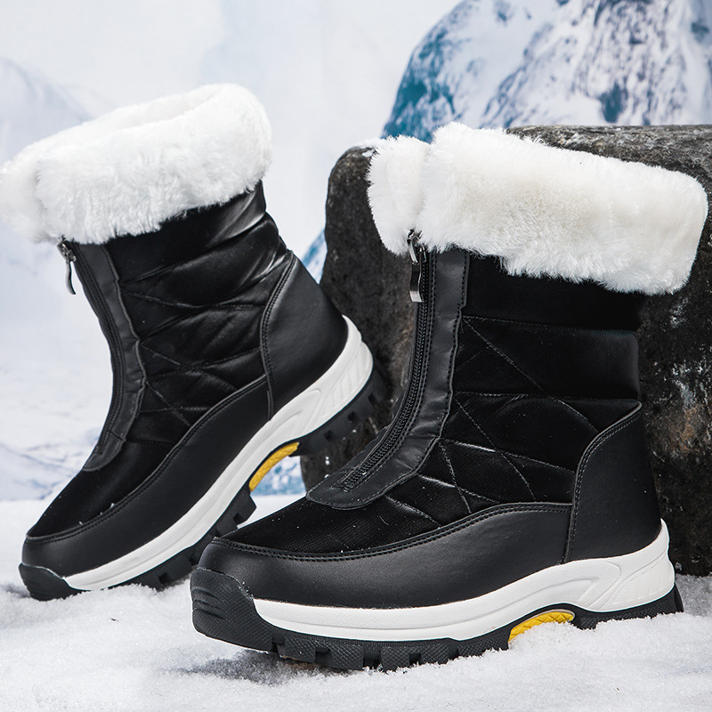 Zapatos de invierno europeos de algodón de mujer, botas de nieve, calentamiento, suela gruesa antideslizante, zapatos de viaje de mujer de tamaño grande image 2
