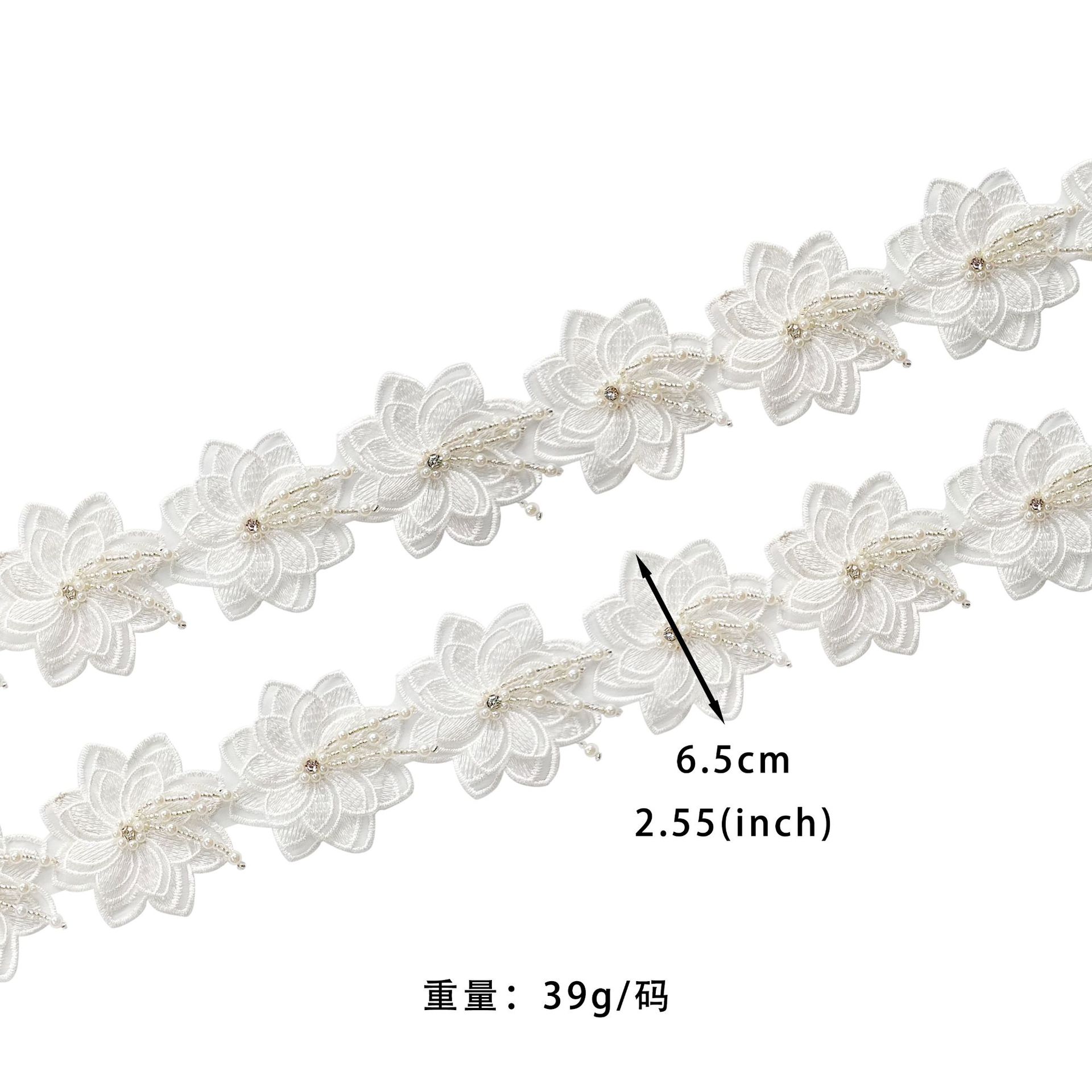 Accesorios de moda flores negras y blancas perlas de diamante bordado encaje tridimensional ropa tocado para el cabello zapatos sombreros materiales de decoración