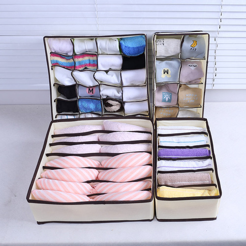 Amazon Sock Storage Box Clothing Storage Bedroom Compartmented Non-Woven Underwear Wholesale Storage Box Fabric