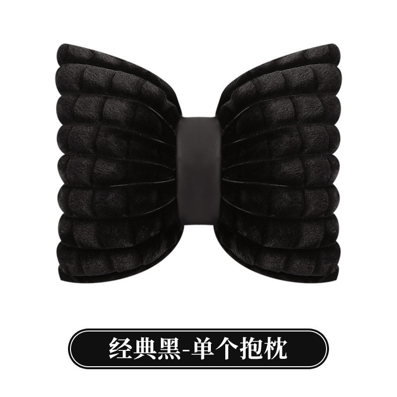 Bow Car Seat — Qìchē Wool pad - rabbit-fur-grid-lumbar-support-black-1-piece