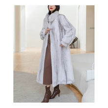 2024皮毛一体新款天鹅绒水貂皮女外套貂皮大衣整貂加长款厚上衣