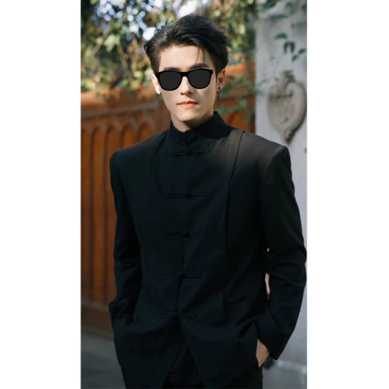 2026 New Cross-Border Leather Buckle Large Pocket Suit, Spring and Autumn New Chinese Style Versatile Trendy Black Suit 2026 New Cross-Border Leather Buckle Large Pocket Suit, Spring and Autumn New Chinese Style Versatile Trendy Black Suit