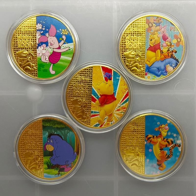Winnie the Pooh Commemorative Coin Animation Cartoon Painted Coin Metal Crafts Gift for Friends and Relatives