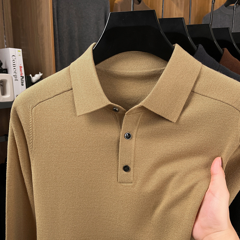 Autumn and Winter New Style Long-Sleeved Knitwears for Men, Casual Lapels, Cashmere Knitwears for Young and Middle-Aged People, Casual Polo Shirts