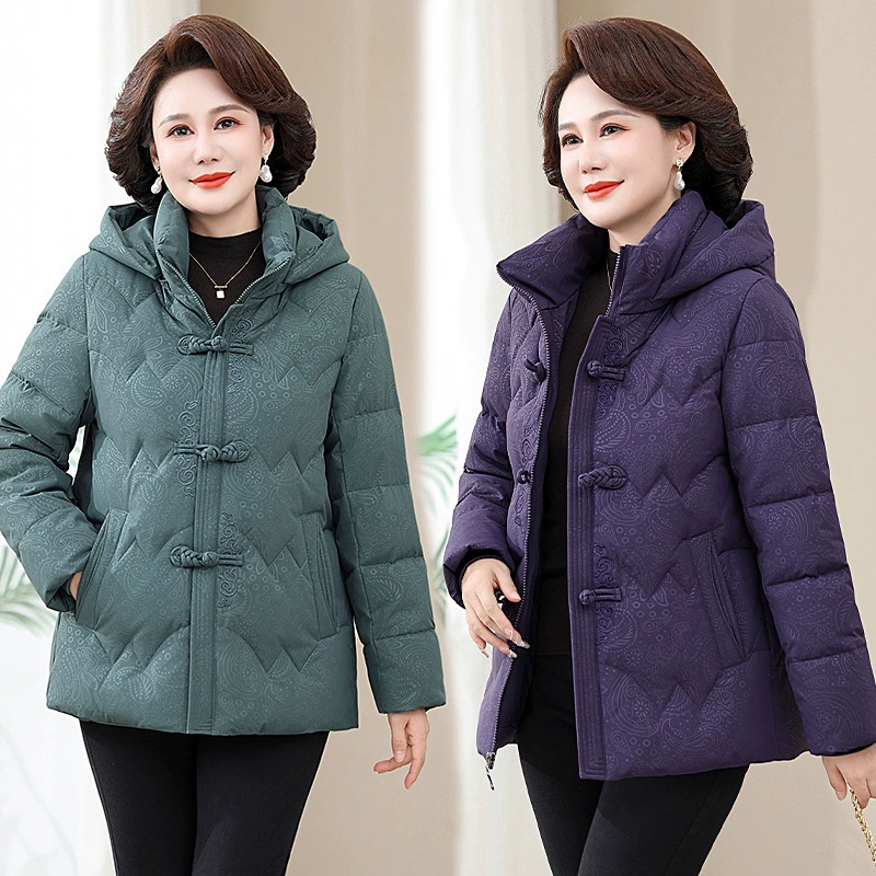 Warm brand short down jacket for mother, winter hoody, for middle age