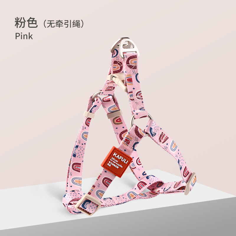 Cuerda de tracción para mascotas Teddy perro pequeño de tamaño mediano anti-liberación correa de pecho impresa ajustable cadena de perro cuerda para perro suministros para mascotas