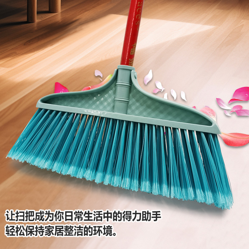 Hard Hair Single Wooden Rod Plastic Broom Household Sanitation Sweeping Water Outdoor Broom Head School Factory Wooden Broom