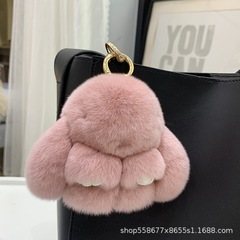 韩ins獭兔毛小兔子皮草挂件垂耳兔钥匙扣呆萌兔装死挂饰包包挂饰