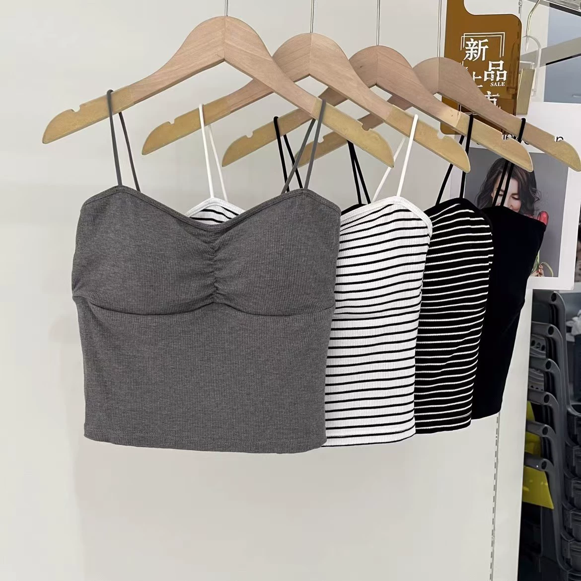 Top with cups, straps, vest, beautiful back, strap bra
