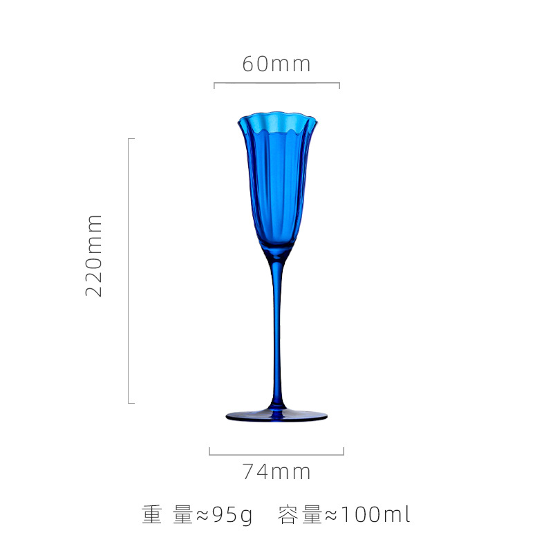 Retro champagne glass, flowered