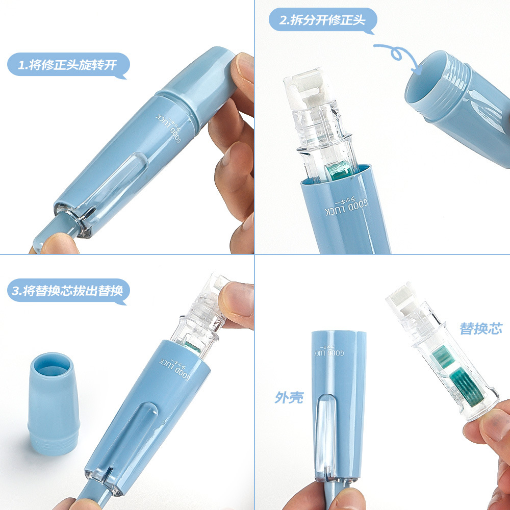 Corrección de núcleo reemplazable de alto valor, con forma de bolígrafo de color degradado, corrección de doble cara de doble cara con estilo lindo