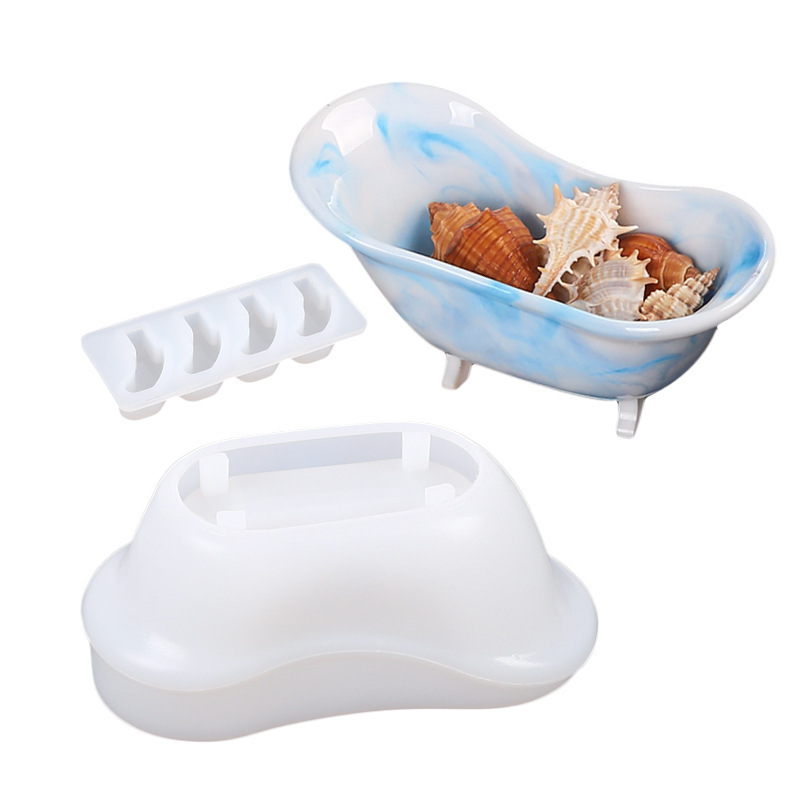 DIY Crystal Resin Mold Epoxy Resin Bathtub Mold Soap Box Storage Box Tray Mirror Decoration Silicone Mold