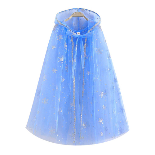Frozen Elsa Princess Cape Baby Anna Chic Netting Cape Halloween Costume Christmas Performance 
