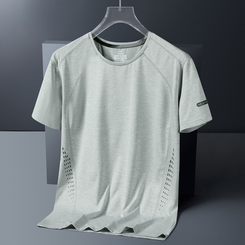 Thin quick dry elastic silk short sleeve T-shirt