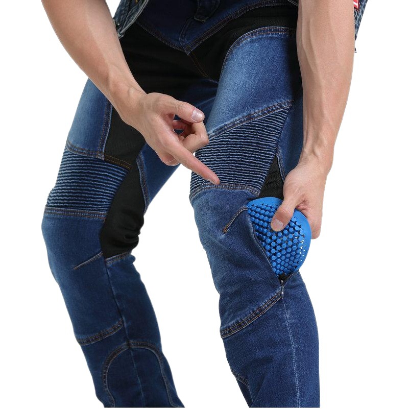 Kevlar verano malla transpirable motocicleta al aire libre resistente a la caída pantalones de montar motocicleta jeans hombres rodillera ajustable