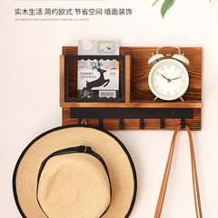創意多功能木製鐵藝組合牆上置物架帶掛鈎收納架小鹿造型壁掛架子