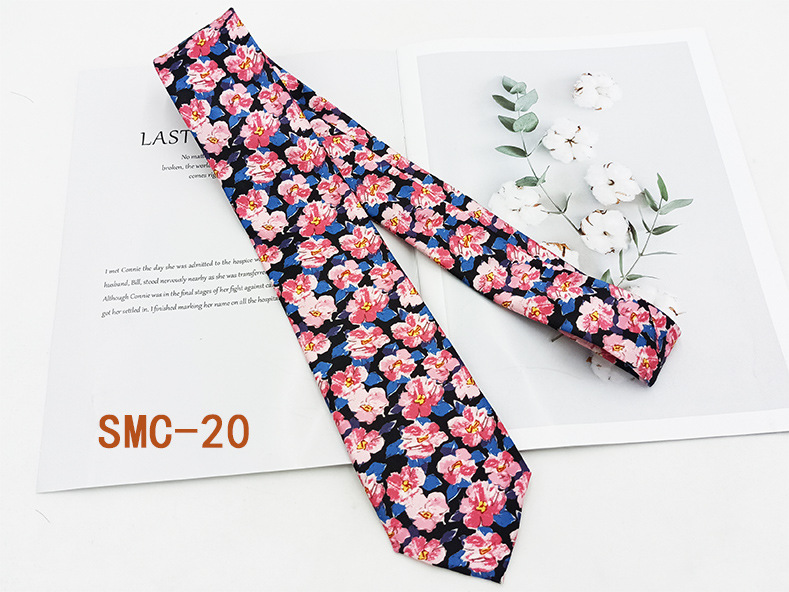 Moda británica impresión digital corbata retro fabricante spot hilo de poliéster mano floral traje de hombre accesorios 8cm