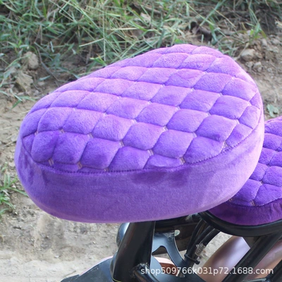 Electric car cushion Winter Plus Velvet Thickened Electric Car - purple-round-head-front-seat-cover