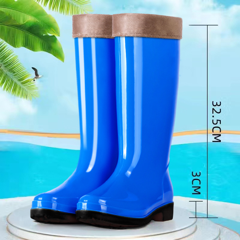 Zapatas de lluvia de mujer, zapatos de agua de alto cilindro, zapatos de goma de protección contra el trabajo, bonitas botas de agua, cocina para adultos