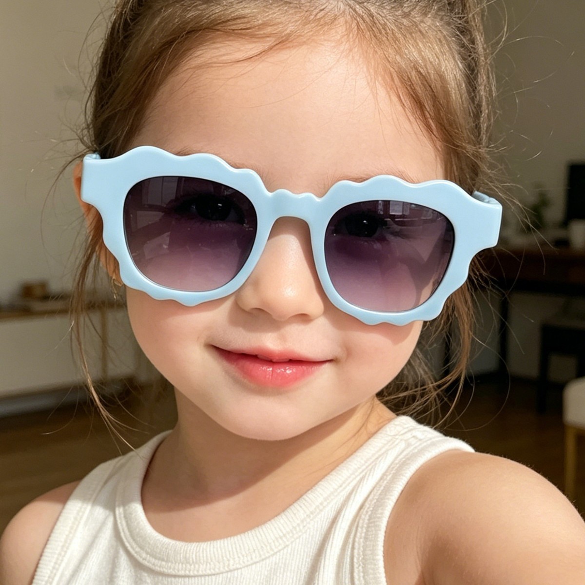 Nuevas gafas de sol infantiles Raine con diseño floral personalizado, estilo padre-hijo, montura pequeña cuadrada, gafas de sol de moda.