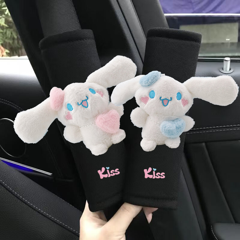 Car Shoulder Pads, Cute Big-Eared Plush Shoulder Pads, Car Dolls, Car Interior Decoration Seat Belt Protective Covers