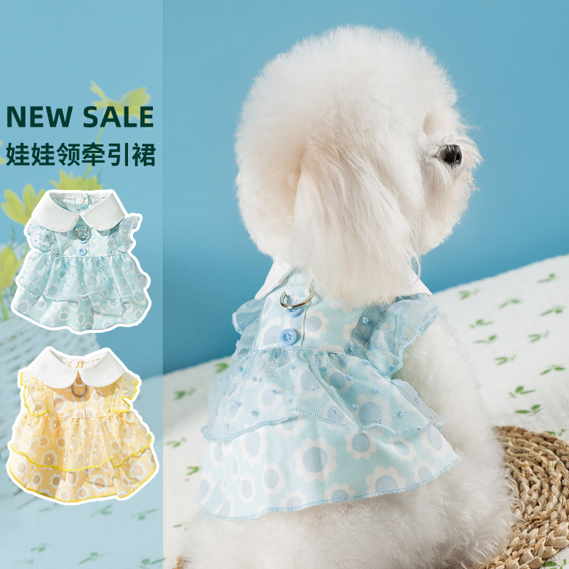 Primavera y verano Perro Princesa Viento Perro pequeño y mediano Teddy Girasol Falda Vestido de gato Bichon Ropa para mascotas