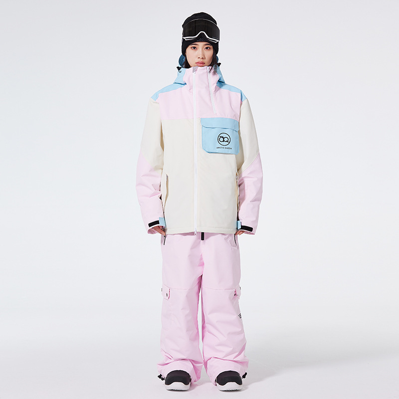 Ski suit couple set, men's and women's winter outdoor waterproof and warm snowboard and ski suit, cross-border style