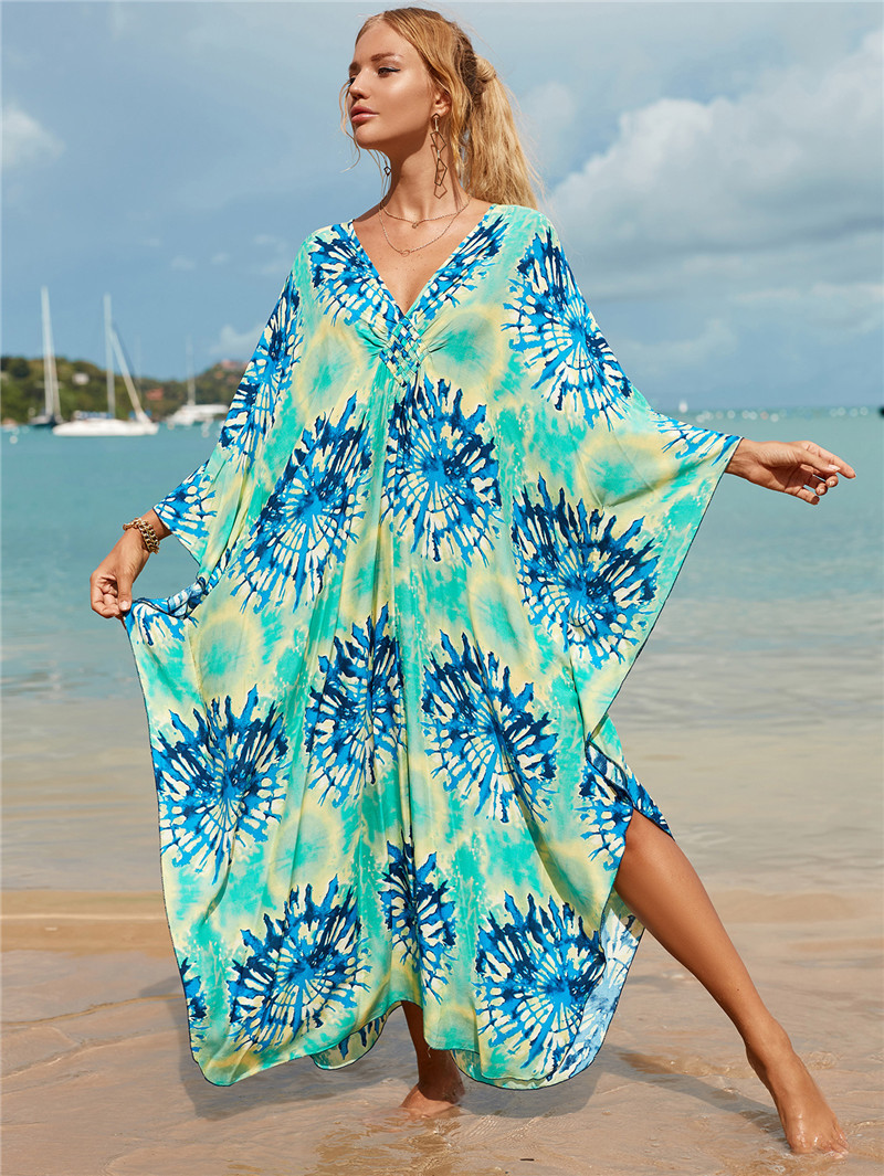 224g Weight Sunscreen Shirt Outerwear Type 3/4 Length Sleeve Sleeve Length Polyester Fabric Type Long Top Length V Neck Neckline Printing, Leopard Pattern Spring&Summer Season Women's Gender Vacation, Beach Style Women's Printing Leopard Vacation Beach Cover Ups 99