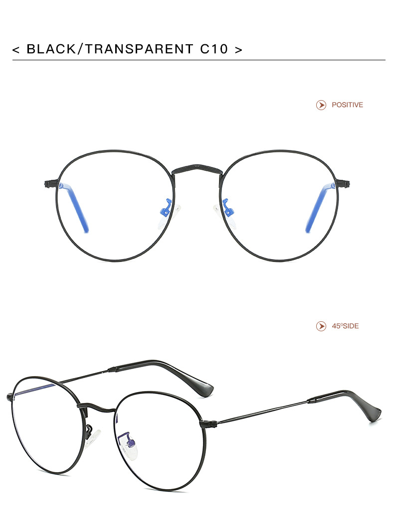 Simple Style Solid Color Ac Round Frame Full Frame Optical Glasses display picture 8