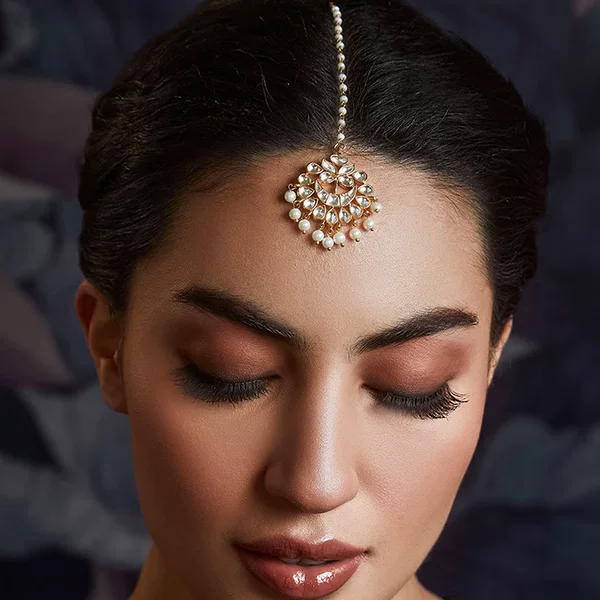 Cross-border Retro Indian Bride Forehead Chain Ethnic Style Pearl Rhinestone Hair Chain Wedding Jewelry Hair Chain