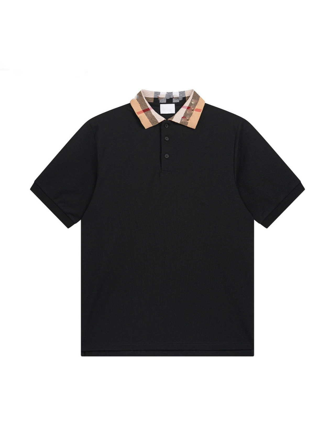 Kişi üçün plaid naxışlı qısaqol polo köynək