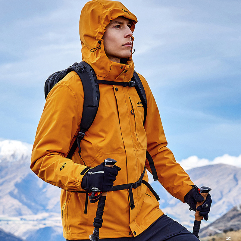 Jeep Wilderness X Official Three-In-One Jacket Men's New Yellow Outdoor Waterproof Mountaineering Jacket Women's