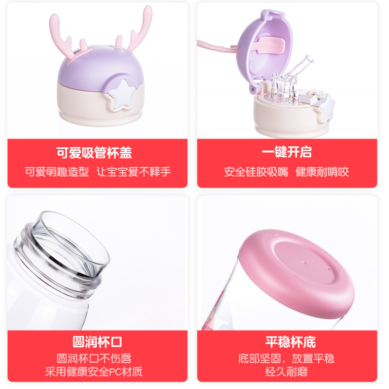 Taza de agua para niños Taza de paja portátil de verano Taza de plástico linda de verano Hervidor de agua para estudiantes de primaria Correa masculina Taza de agua Mujer