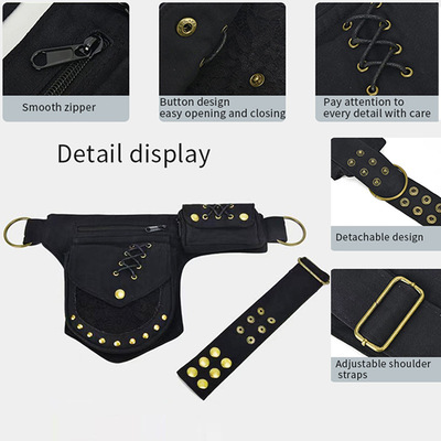 新款外贸复古金属腰包户外手机收纳包时尚男女通用款布艺胸包批发|ru