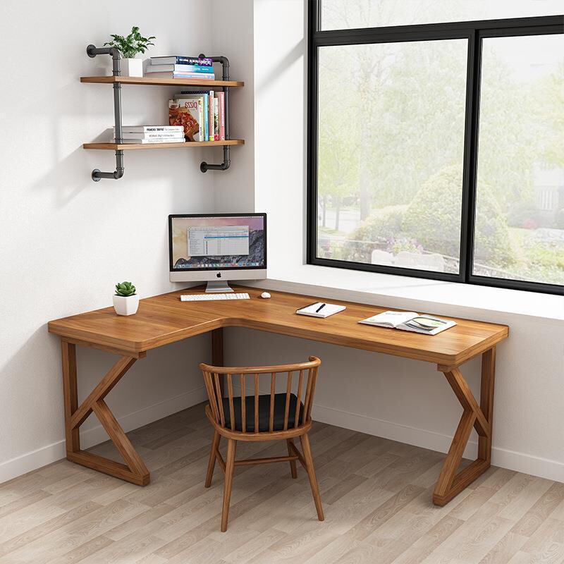American-Style Retro Solid Wood Corner Desk for Home Use, Bedroom Corner Office Study Desk, Computer Desk with Large Tabletop, Gaming Desk American-Style Retro Solid Wood Corner Desk for Home Use, Bedroom Corner Office Study Desk, Computer Desk with Large Tabletop, Gaming Desk