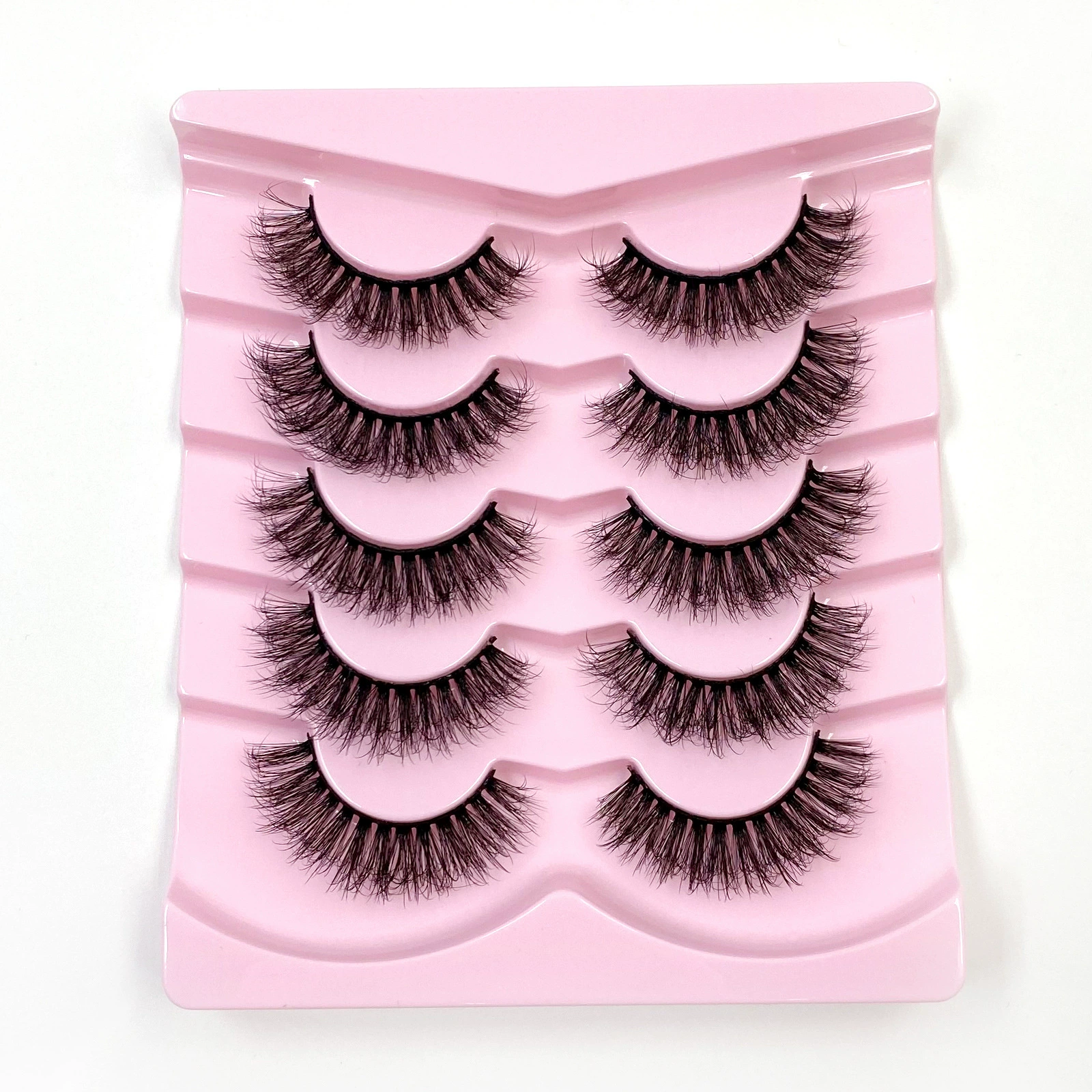 False eyelashes (Shein/Temu/Amazon) D21–D30, thick fluffy messy‑fur styles, multi‑pair trays