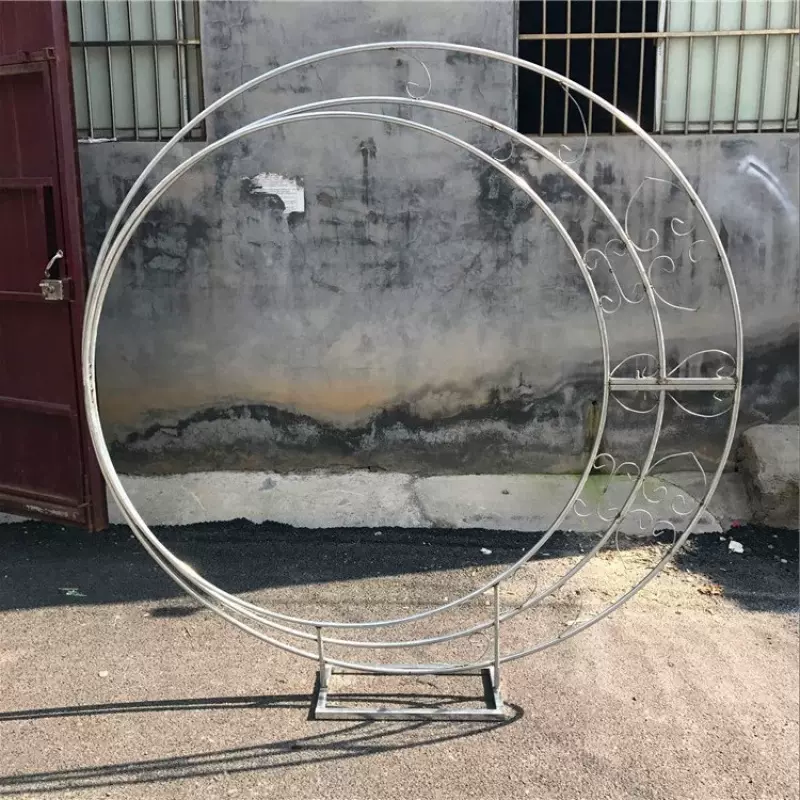 新款婚庆道具铁艺拱门桁架背景装饰樱花圆形花门架子月亮门架子