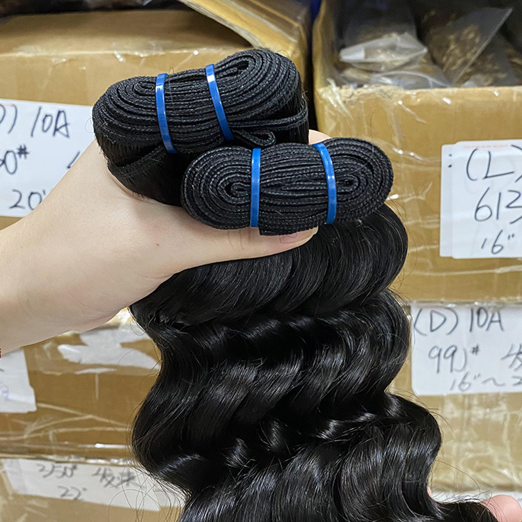 Extensiones de cabello humano real en ondas profundas sueltas para mujeres, peluca de cabello humano de exportación en stock