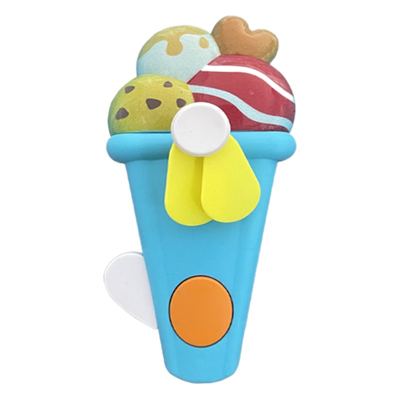 Children's hand pressure small fan outdoor hand-held fan cross-border cute cartoon ice cream toy ground push gift items wholesale