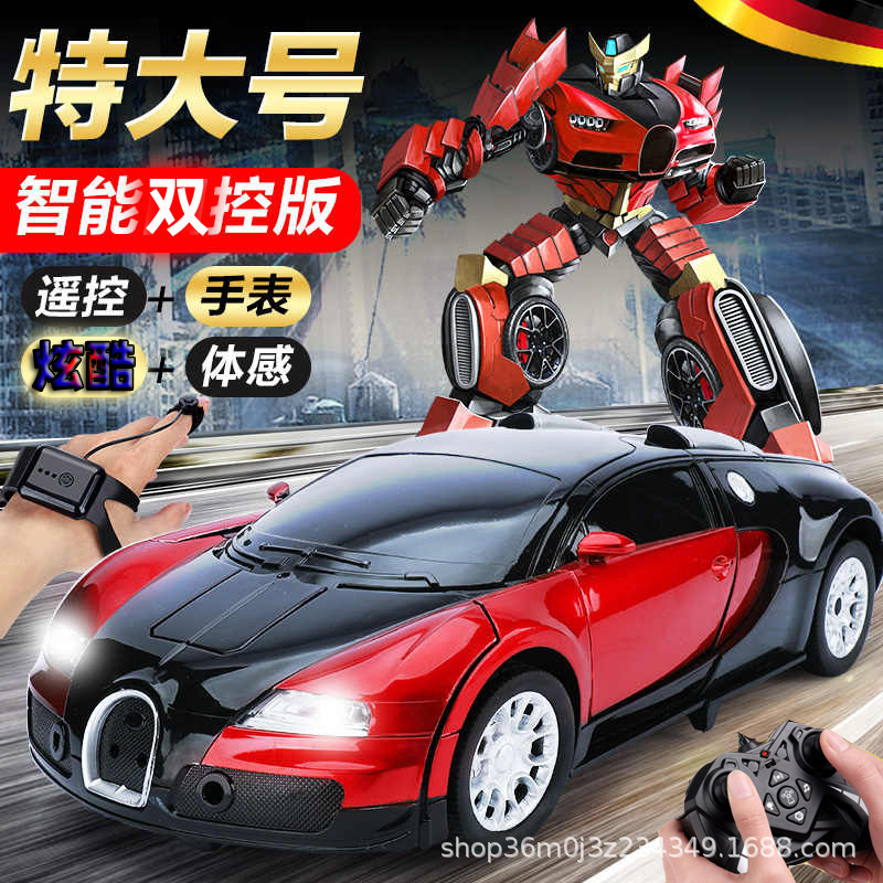 Control remoto de deformación de detección de gestos cargador de automóviles de carreras de cuatro ruedas robot grande niño niño coche de juguete súper grande