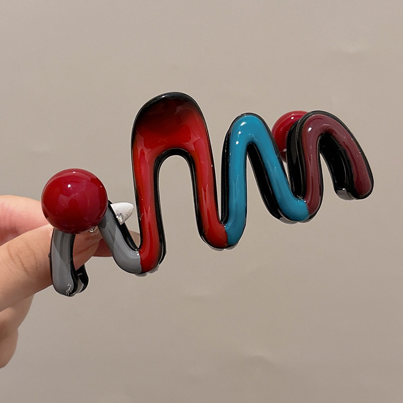 2 # clip de agarre de color de contraste de perlas rojas 10.5cm