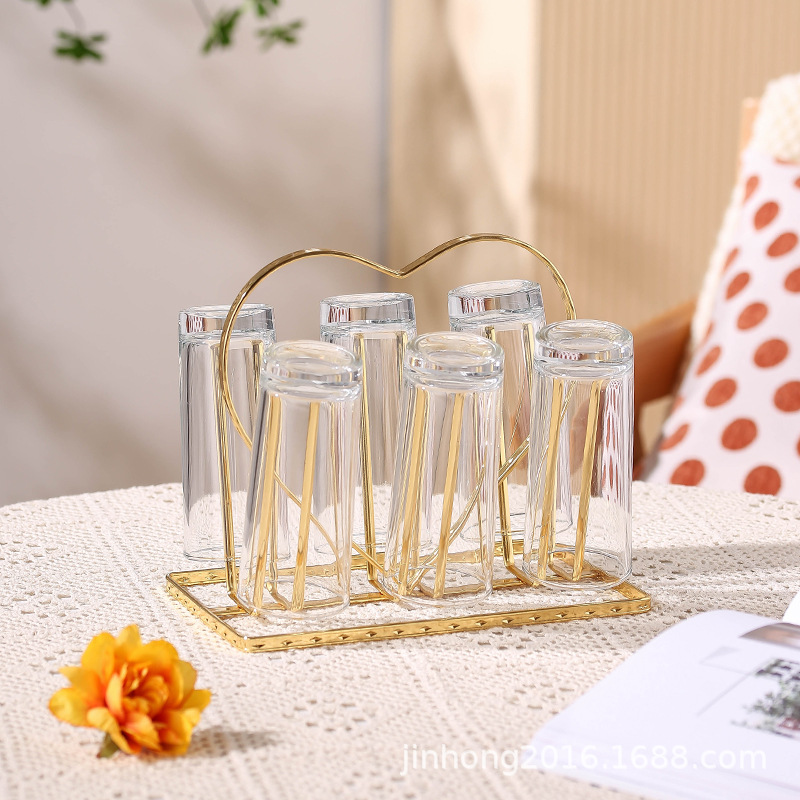 Titular de la taza de drenaje de hierro de estilo japonés de estilo europeo creativo luz piso de lujo taza de agua estante invertido juego de agua de cocina estante de almacenamiento