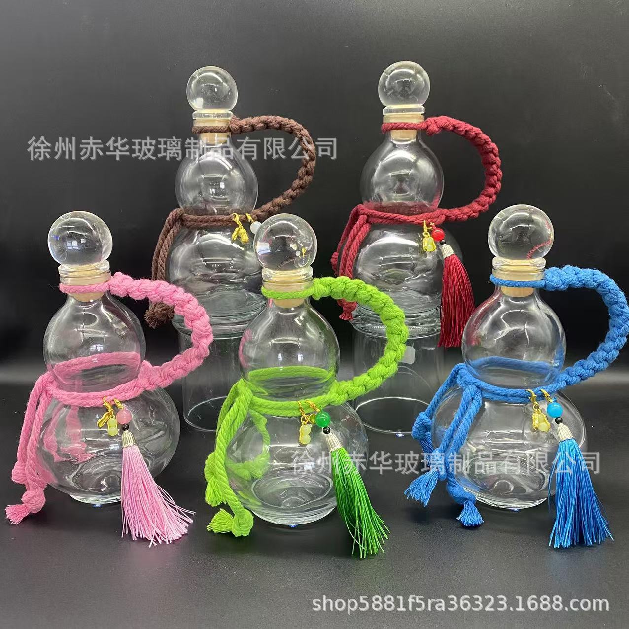가벼운 병 + 대형 유리 마개 + 로프(걸이 장식 포함), 빨간색