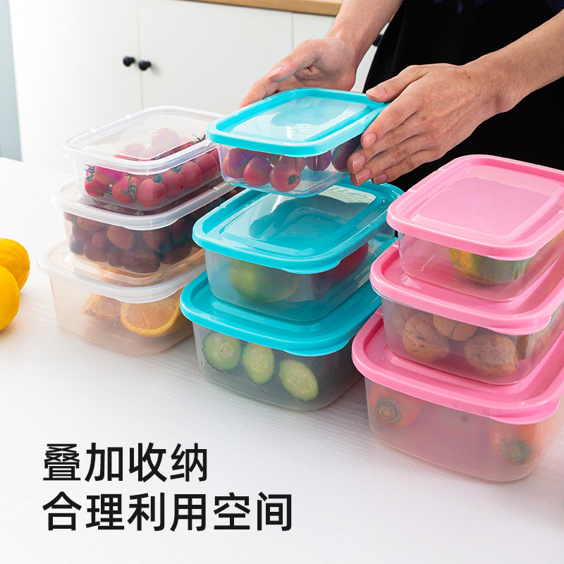 厂家批发定制长方形塑料保鲜盒透明冰箱收纳盒微波炉饭盒保鲜碗