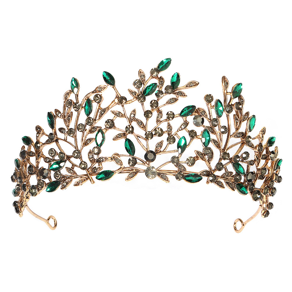 European And American Retro Baroque Crystal Crown Bridal Party Jewelry Headdress Alloy Rhinestone Large Crown