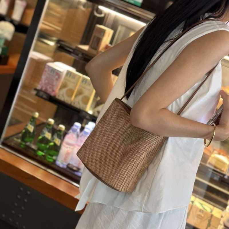 Raffia Woven Large Capacity Crossbody Handbag Letter Tote Shoulder Bag Travel 2026 Summer New Arrival - Thumbnail 3
