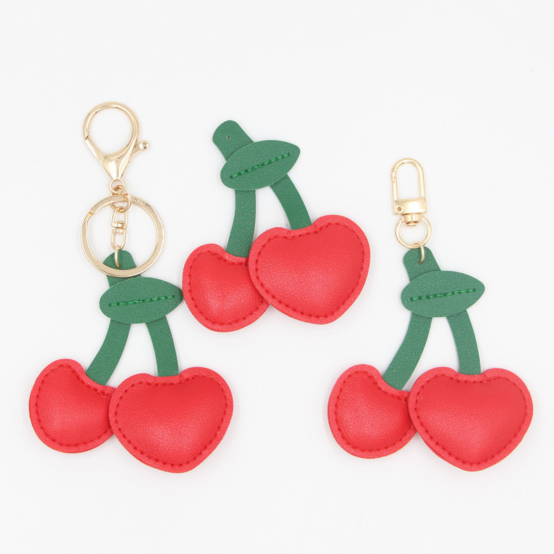 KOOROL Leather PU Fruit Cherry Keychain Creative Bag Pendant Clothing Accessories Car Decoration KOOROL Leather PU Fruit Cherry Keychain Creative Bag Pendant Clothing Accessories Car Decoration