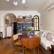 法式复古铝合金落地窗室内窗卧室餐厅咖啡厅书房拱形单开窗可