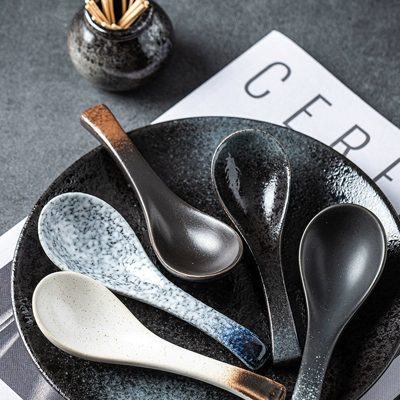 Японская ретро-фик ceramic посуда для стола, ложка для домашнего использования